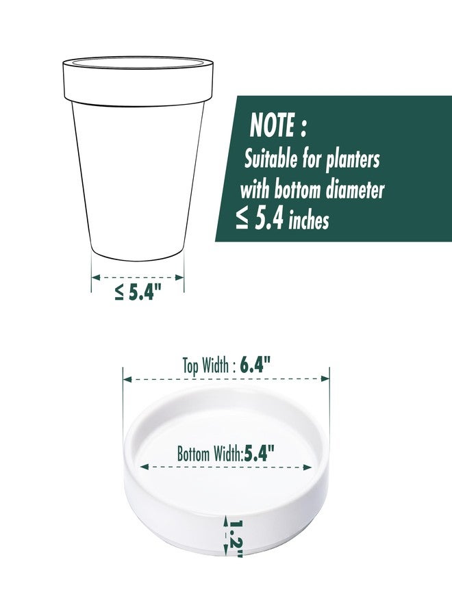 D'vine Dev Modern Round 5.4 Inch Ceramic Plant Pot Saucer, Planter Pot Drainage Tray for Indoor Plants, Matte White, 97-T-A-2 - Image 2